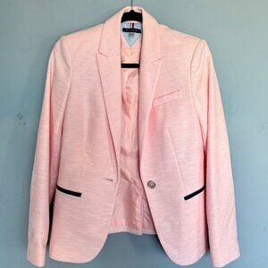 Tommy Hilfiger One-Button Elbow Patch Blazer - Light Pink w/Navy Blue Accents